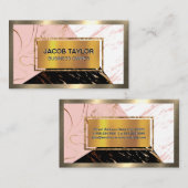 金ゴールド金属 |カラーブロック大理石 名刺 (正面/裏面)