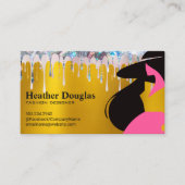 金ゴールド金属 |グリッター滴 |ファッションモデル 名刺 (正面)