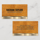 金ゴールド金属 | タンレザー 名刺 (正面/裏面)