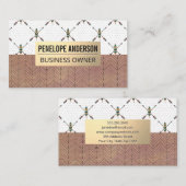 金ゴールド金属 |フェザー・ボヘミアン・パターン 名刺 (正面/裏面)