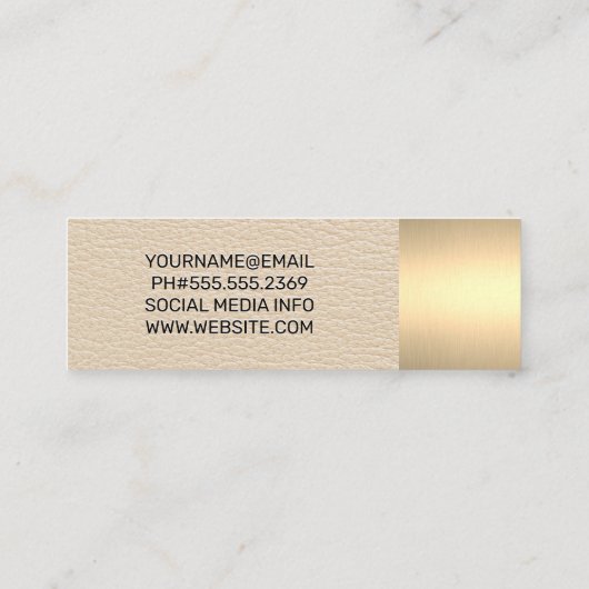 金ゴールド金属 |ラグジュアリーレザー |モノグラム スキニー名刺 (裏面)