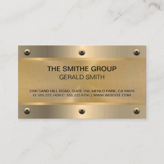 金ゴールド金属 | リベット 名刺 (正面)