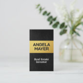 金ゴールド金属 |レザーお洒落 名刺 (スタンド正面)