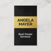 金ゴールド金属 |レザーお洒落 名刺 (正面)