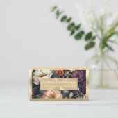 金ゴールド金属 |ヴィンテージエレガントの花模様 名刺 (スタンド正面)