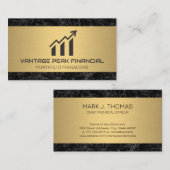 金ゴールド金属 |大理石 |財務グラフ 名刺 (正面/裏面)