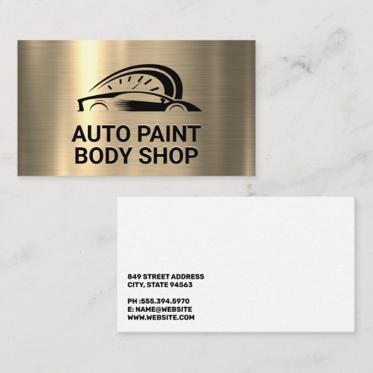 金ゴールド金属 | 定型化された車のロゴ 名刺 (正面/裏面)