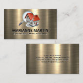 金ゴールド金属 | 拡大鏡のホームロゴ 名刺 (正面/裏面)