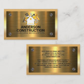 金ゴールド金属 |金属製ねじ |建築ロゴ 名刺 (正面/裏面)