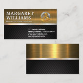 金ゴールド金属 |黒いタイル |エステート実在ロゴ 名刺 (正面/裏面)