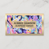 金ゴールド金属 | Boho Feather 名刺 (正面)