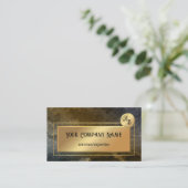 金ゴールド金属QRプロフェッショナルモノグラムデザイン 名刺 (スタンド正面)