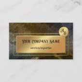 金ゴールド金属QRプロフェッショナルモノグラムデザイン 名刺 (正面)