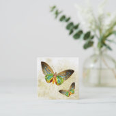 **金ゴールド金箔付き神秘的金ゴールド金箔付き蝶 スクエア名刺 (スタンド正面)