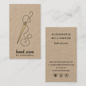 金ゴールド針と糸 |クラフト素朴垂直 名刺 (正面/裏面)