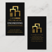 金ゴールド鉄筋杭打ち下地建築 名刺 (正面/裏面)