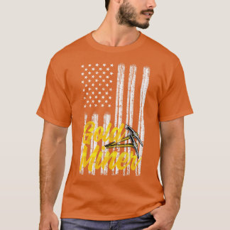 金ゴールド鉱夫の7月4日アメリカ国旗 Tシャツ
