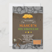金ゴールド鉱山誕生日テーマ招待状 招待状 (正面)
