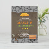 金ゴールド鉱山誕生日テーマ招待状 招待状 (スタンド正面)