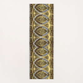 金ゴールド銀とオニキスのプリントの渦巻き ヨガマット