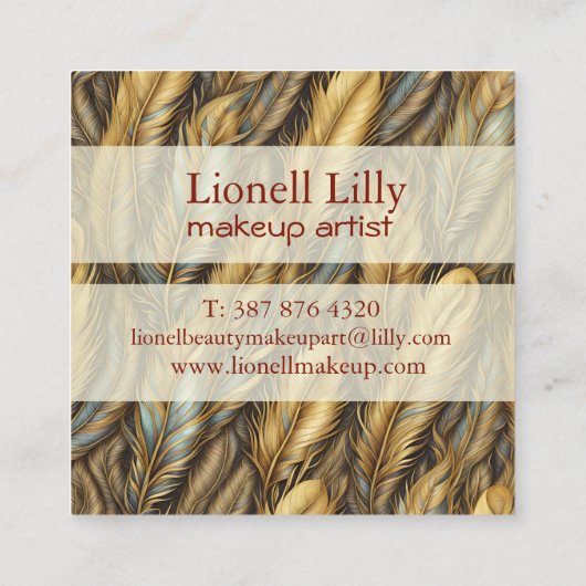 金ゴールド銀の羽 スクエア名刺 (裏面)