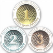 金ゴールド銀の銅メダル獲得ラウンドステッカー シール (正面)