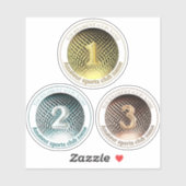 金ゴールド銀の銅メダル獲得ラウンドステッカー シール (シート)