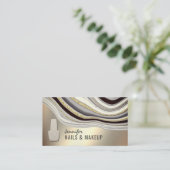 金ゴールド銀アゲイトのシックな金属爪、 ネイル 名刺 (スタンド正面)