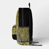 金ゴールド銀グリッターが黒い名前をカスタムする プリントバックパック (右)