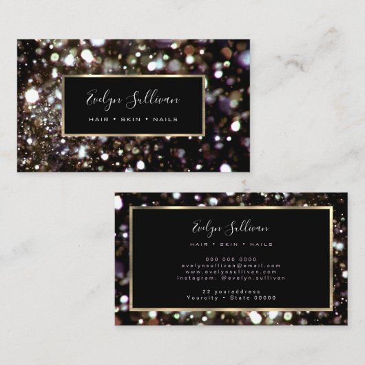 金ゴールド銀グリッター灯名刺 名刺 (正面/裏面)