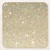 金ゴールド銀グリッター スクエアペーパーコースター (正面)