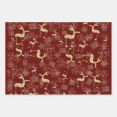 金ゴールド銀トナカイ模様 ラッピングペーパーシート (正面2)
