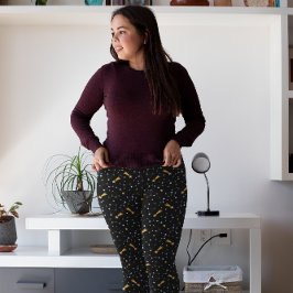 金ゴールド銀フェイクグリッター星座パターンBlk レギンス