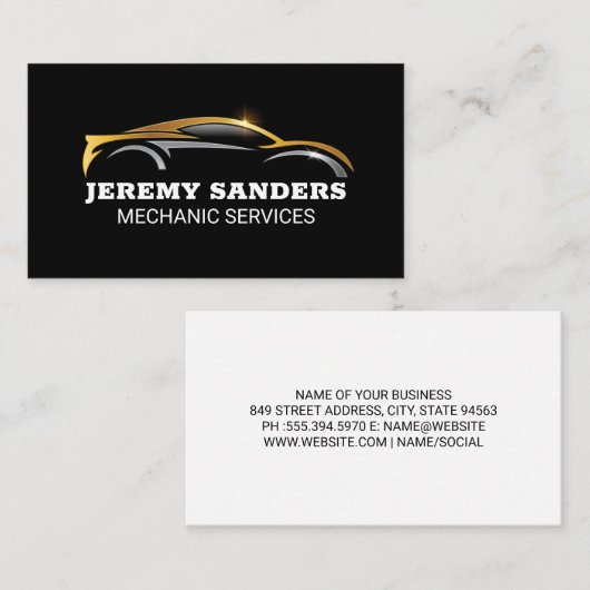金ゴールド銀メタリックスポーツカー 名刺 (正面/裏面)