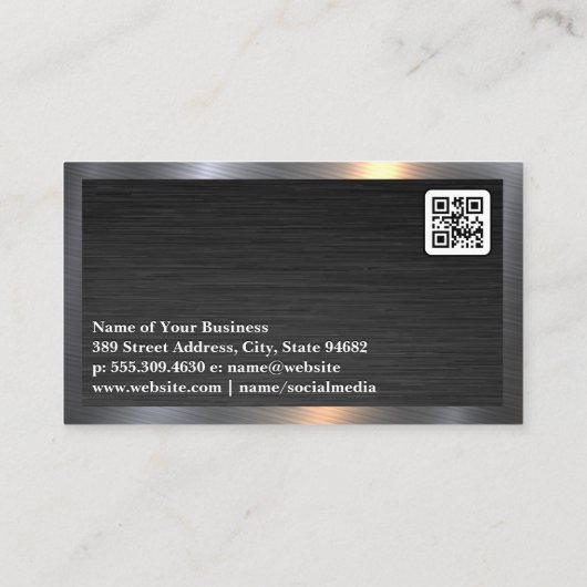 金ゴールド銀メタリック実在エステートロゴ | QR 名刺 (裏面)
