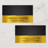 金ゴールド銀メタリック・トリム | 黒いタイリング 名刺 (正面/裏面)