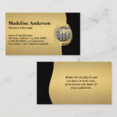 金ゴールド銀モダン銀メタリック銀器ロゴ 名刺 (正面/裏面)