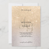 金ゴールド銀モノグラムグラデーションイニシャル結婚グリッター 招待状 (正面)