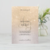 金ゴールド銀モノグラムグラデーションイニシャル結婚グリッター 招待状 (スタンド正面)