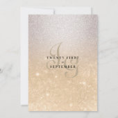 金ゴールド銀モノグラムグラデーションイニシャル結婚グリッター 招待状 (裏面)