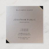 金ゴールド銀モノグラムモダンテンプレート スクエア名刺 (裏面)