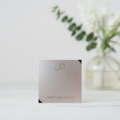 金ゴールド銀モノグラムモダンテンプレート スクエア名刺 (スタンド正面)