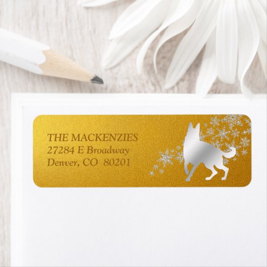 金ゴールド銀冬ドイツ羊飼い犬1 ラベル (インサイチュ)