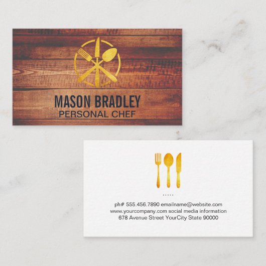 金ゴールド銀器の木 名刺 (正面/裏面)