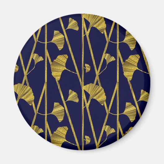 金ゴールド銀杏 マグネット (正面)