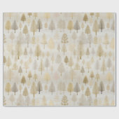 金ゴールド銀水色クリスマスツリー ラッピングペーパー (フラット)
