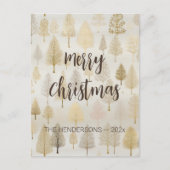 金ゴールド銀色のクリスマスツリー シーズンポストカード (正面)