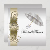 金ゴールド銀華美フォーマルブライダルシャワー 招待状 (正面/裏面)