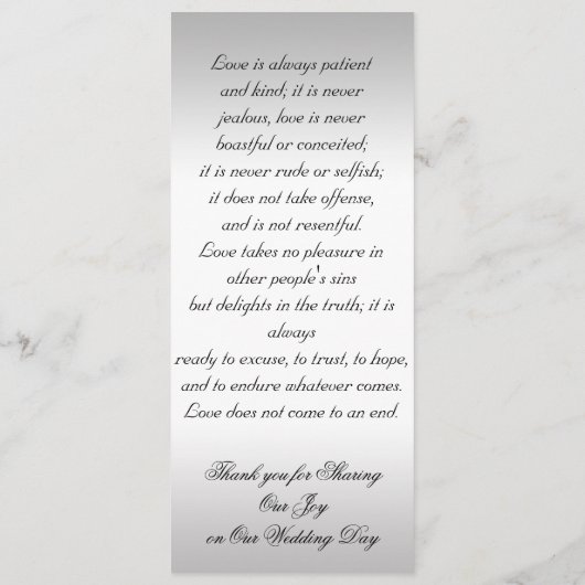 金ゴールド銀華美フォーマル結婚式 プログラム祈りの言葉 プログラム (裏面)