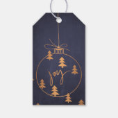 金ゴールド銅クリスマスデコールとダークネイビーの木 ギフトタグ (正面)